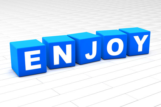 3D rendered illustration of the word Enjoy made of cubes.
