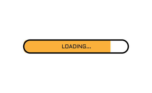 Loading bar in outline shape with bright yellow progress. Vector concept for your design, t shirt prints, ui design, sticker or web.