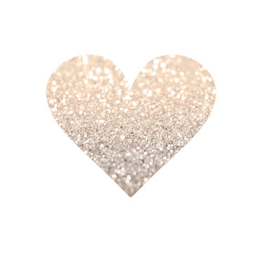 Heart with rose gold glitter isolated on white background. Can be used as place for your text, design element