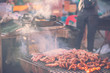 © 249 Anurak - Grilled pork in the grill and beautiful smoke.