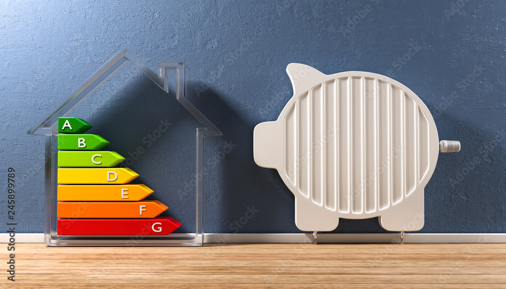 3D Illustration Heizkosten senken Energieeffizeinz