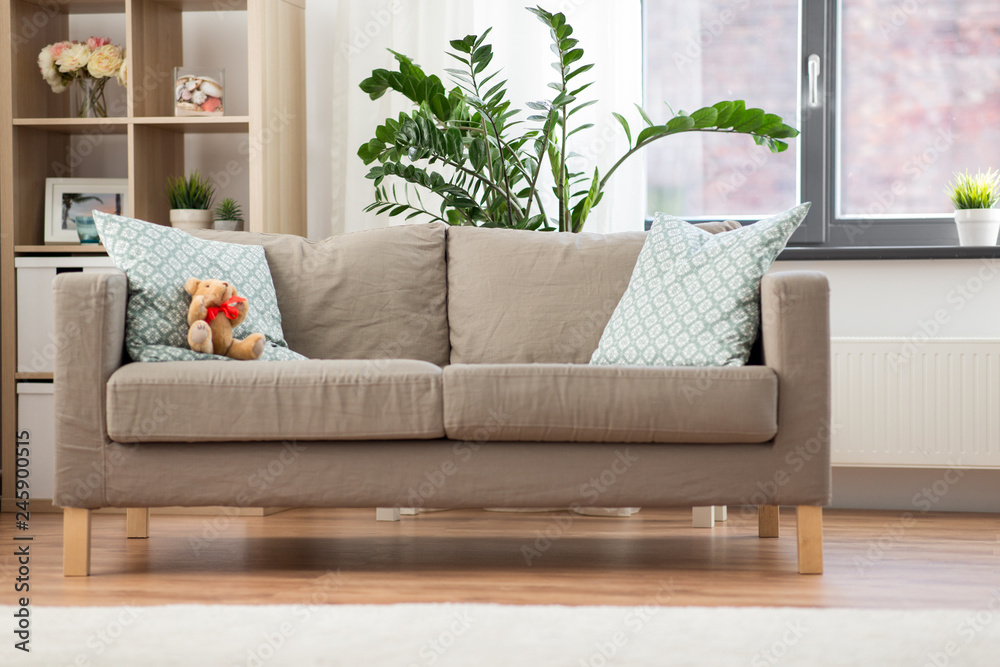 Comfort Furniture And Interior Concept Sofa With Cushions