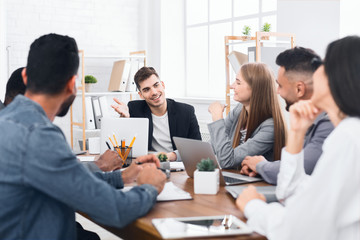 Aufkleber - Group of young business people working and communicating