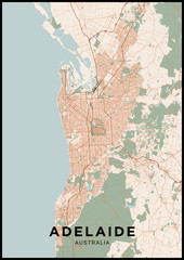 Wall Mural - Adelaide (Australia) city map. Poster with map of Adelaide in color. Scheme of streets and roads of Adelaide.