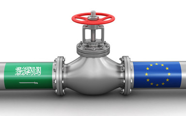 Poster - Pipeline with flags. Image with clipping path