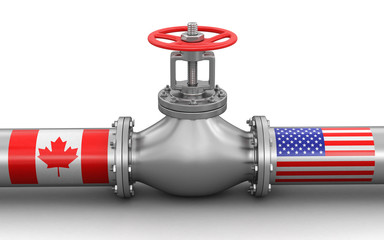 Poster - Pipeline with flags. Image with clipping path