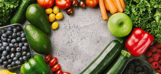 Sticker - Different tasty vegetables on rough background