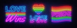 Big set neon sign. LGBT neon signs vector design template. Gay Pride neon logo, light banner design element colorful modern design trend, night bright advertising, bright sign. Vector illustration