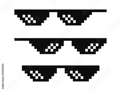 Cuadros en Lienzo Vector pixel glasses known as thug life symbol