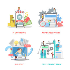 Poster - Set of app development web banner. Support