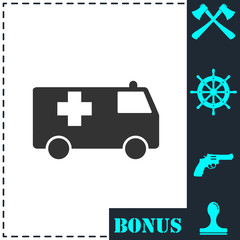 Wall Mural - Ambulance icon flat