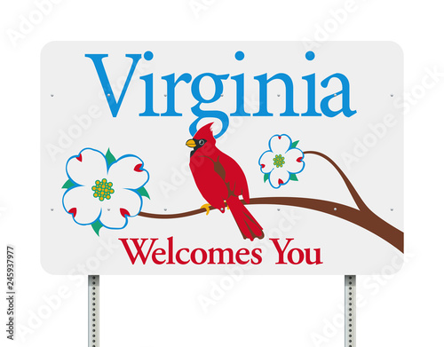 Fotomural Virginia Welcomes You road sign