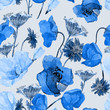 Floral seamless pattern of wild flowers painted in watercolor.