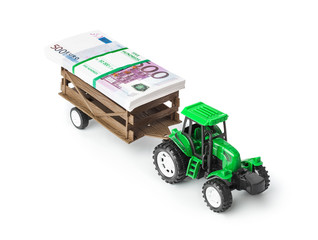 Wall Mural - Toy tractor with money