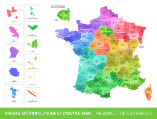 Wall Mural - Carte des Départements et des Régions de France