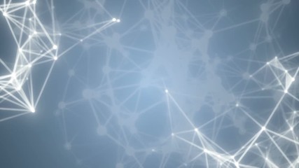 Poster - Particle coupling.Аbstract blue geometrical background with moving lines and dots. looping cg animation.