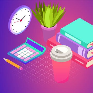 Vector illustration of office. Business icons. Communication between people. Work for company