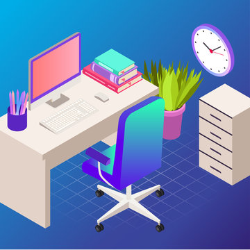 Vector illustration of office. Business icons. Communication between people. Work for company