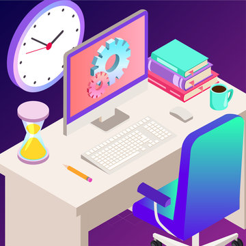 Vector illustration of office. Business icons. Communication between people. Work for company