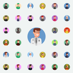 Aufkleber - colored avatar of doctor icon. Avatar icons universal set for web and mobile