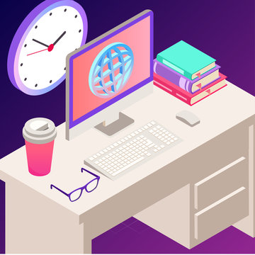Vector illustration of office. Business icons. Communication between people. Work for company