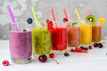 Sticker - smoothies of fresh fruit in a glass, healthy food