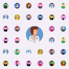 Aufkleber - colored avatar of female doctor icon. Avatar icons universal set for web and mobile