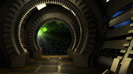 Wall Mural - Space environment, ready for comp of your characters.3D rendering