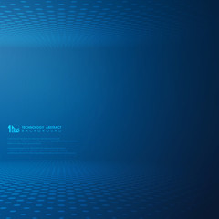 Fototapete - abstract futuristic technology gradient blue dot circle pattern background.