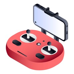 Poster - Red joystick drone control icon. Isometric of red joystick drone control vector icon for web design isolated on white background