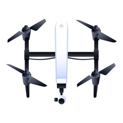 Poster - White metal drone icon. Isometric of white metal drone vector icon for web design isolated on white background