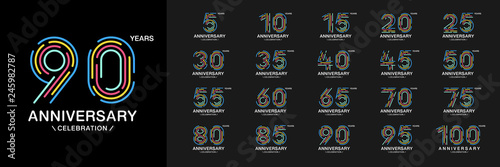 Cuadros en Lienzo Set of anniversary logotype