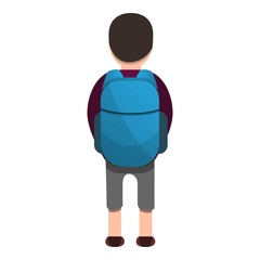 Poster - Back side of boy backpack icon. Cartoon of back side of boy backpack vector icon for web design isolated on white background