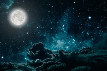 Wall Mural - backgrounds night sky with stars and moon and clouds