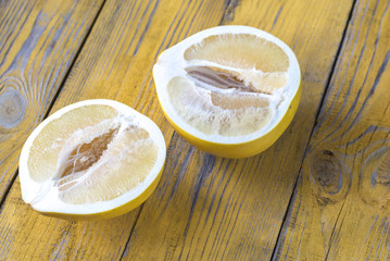 Sticker - Pomelo on the wooden table