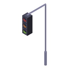 Poster - City traffic lights icon. Isometric of city traffic lights vector icon for web design isolated on white background