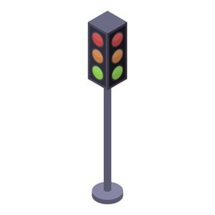 Poster - Intersection traffic lights icon. Isometric of intersection traffic lights vector icon for web design isolated on white background