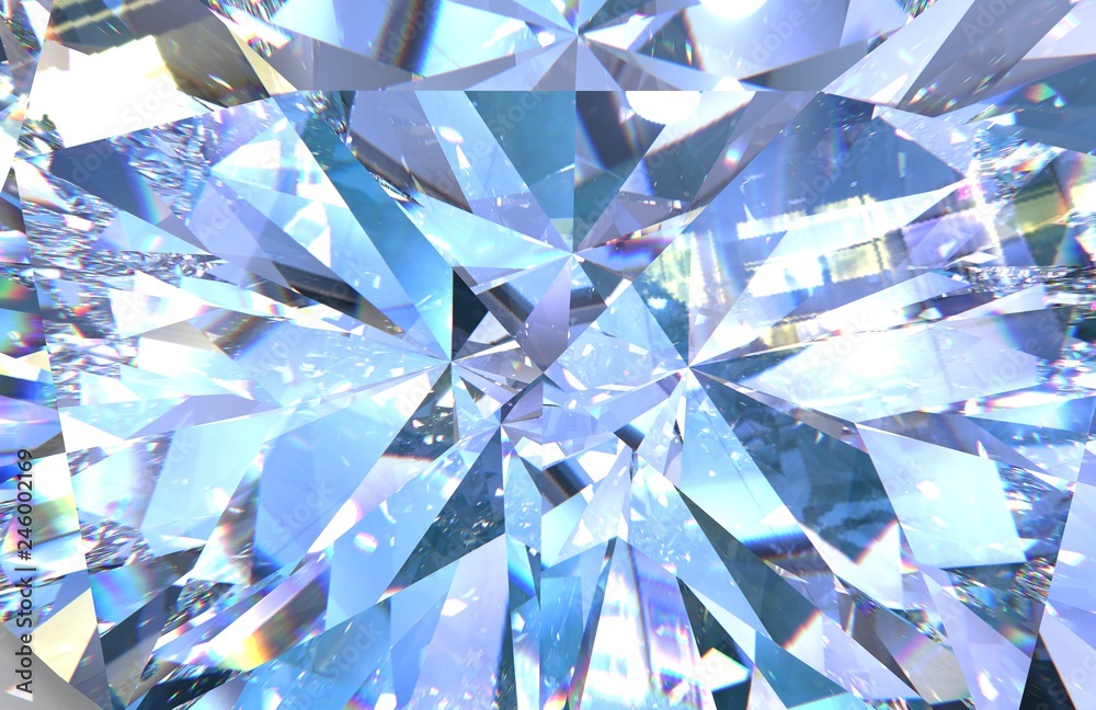 Realistic diamond texture close up. blue gem - obrazy, fototapety, plakaty 