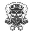 © DGIM studio - Bearded and mustached biker skull