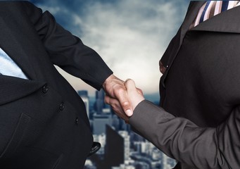 Wall Mural - Business people handshaking at meeting on background