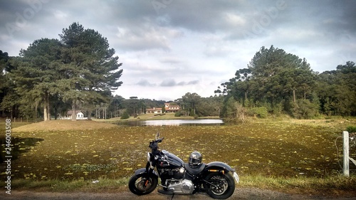 Harley Davidson Fat Boy Slim Na Estrada Viagem De Moto Ferias Paisagem Buy This Stock Photo And Explore Similar Images At Adobe Stock Adobe Stock