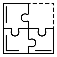 Poster - Teamwork puzzle icon. Outline teamwork puzzle vector icon for web design isolated on white background