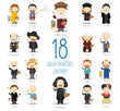Kids Vector Characters Collection: Set of 18 great painters of History in cartoon style.