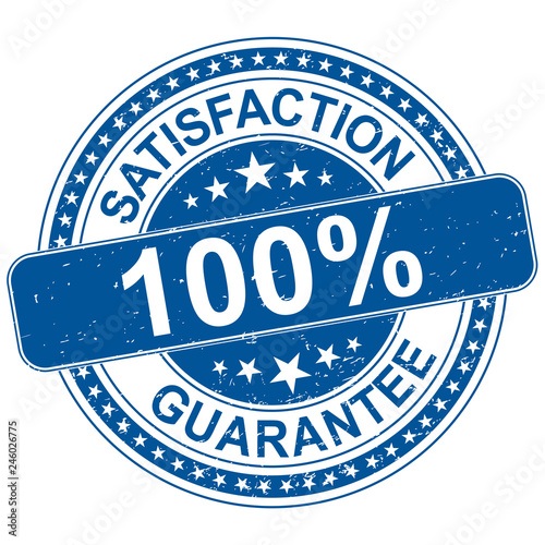Fotomural satisfaction guarantee round blue rubber stamp grungy illustration
