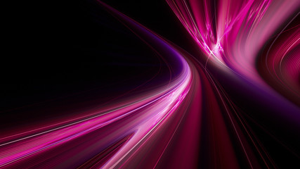 Aufkleber - Abstract purple on black background texture. Dynamic curves ands blurs pattern. Detailed fractal graphics. Science and technology concept.