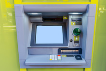 ATM Machine. Cash Withdrawal From ATM. Clean Screen, Put Your Text There. Template.