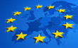 © mozZz - Europe blue flag with yellow stars and European Union map