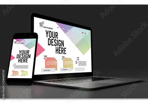 Download Laptop and Smartphone Mockup Stock Template | Adobe Stock