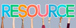 Colorful letters forming the word resource
