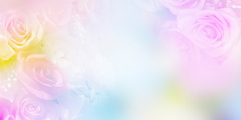 Wall Mural - Floral abstract pastel background with copy space.